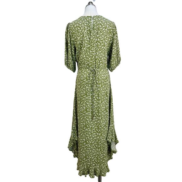 Kivari Gracie Midi Dress Green Rayon Printed Floral - Picture 10 of 14